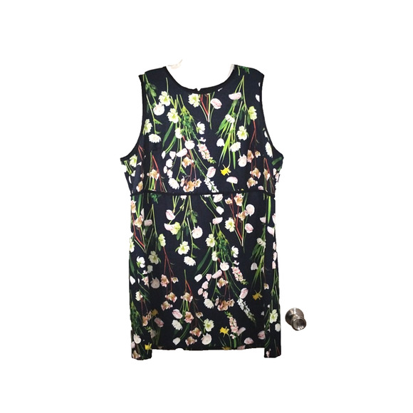 Victoria Beckham Dresses & Skirts - Victoria Beckham Womens 2X Dress Black Green Pink Roses Floral Sleeveless Zip